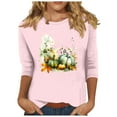 thumbnail image 2 of QIPOPIQ Hauts pour Femmes Manches 3/4 Col Rond Blouses Décontractées Amples en Solde, 2 of 5