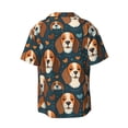 thumbnail image 2 of Xecao offers the Cute Puppy for Men's Casual Short-sleeved Shirt, a button-up collared shirt with a pocket, perfect for beach vacations and yacht travel in the Large size., 2 of 7