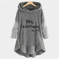 thumbnail image 2 of LYXSSBYX Winter Coats for Women Women Plus Size Letter Casual Pockets High Low Long Sleeve Hooded Keep Warm Coat Tops, 2 of 5