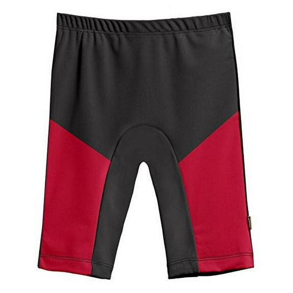 City Threads Big Boys' and Girls' SPF50  Swim Jammer Swimming Shorts Swim Bottoms Briefs with Sun Protection SPF for Beach Pool or Play, Black w/Red, 14