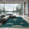 thumbnail image 2 of ODIKA Main Turtle Map Motif Compass Border Nautical Wave Coral Ocean Flowing Dynamic Foldable Easy Care for Queen Size Bedroom, Under Bed, Master Suite, 2 of 7
