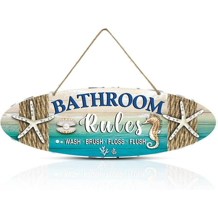 Lepai Beach Bathroom Decor Sign Bathroom Rules Signs Metal Laundry Room ...