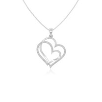 Moissanite Heart in Heart Pendant Necklaces for Women in Sterling Silver, April Birthstone Jewelry Gifts for Her Birthday, Wedding Anniversary, Graduation, Christmas, Mothers Day, Valentines
