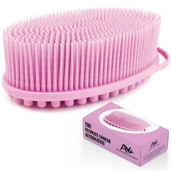 Exfoliating Silicone Body Scrubber Easy to Clean, Lathers Well, Long Lasting, And More Hygienic Than Traditional Loofah Pink