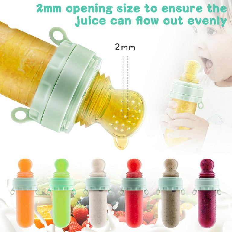 AMERTEER Natural Touch Silicone Baby Food Feeder,Squeeze Cereal Bottle with  Dispensing Spoon for Newborn Toddler Food Supplement