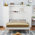 thumbnail image 2 of Full Size Murphy Cabinet Bed, Full Murphy Bed with Wardrobe and Storage Shelf, Hideaway Bed Frame Foldable Platform Beds Frame for Apartment, No Spring Box Needed, Space Saving, White, 2 of 7