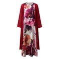thumbnail image 4 of Robes d'Été pour Femmes 2022 Robe Décontractée pour Femmes à Imprimé Robe à Col Rond Robe à Manches Robe à Demi-Manches Cardigan Châle en Mousseline Ensemble de Deux Robes, 4 of 8