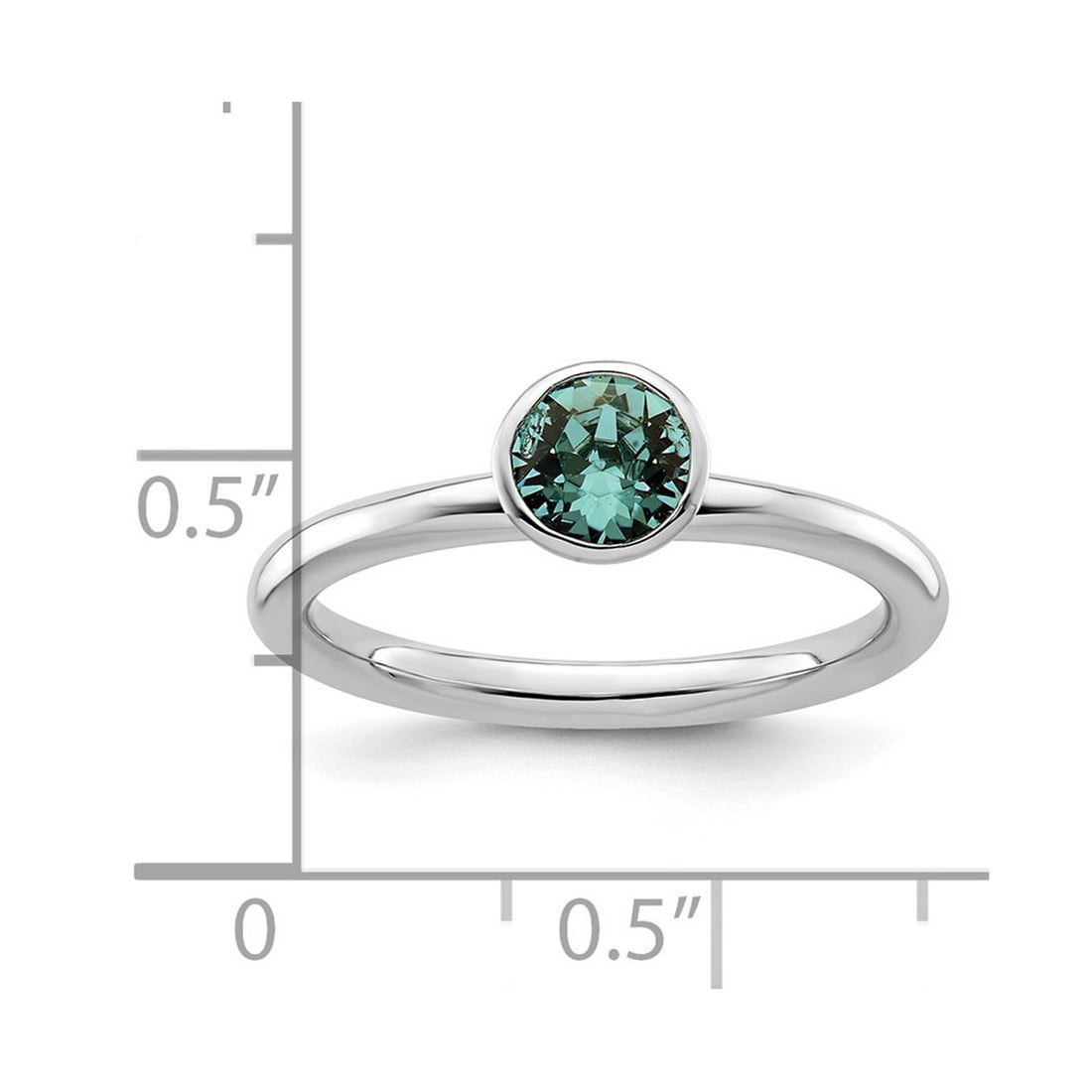 925 Sterling Silver Bezel Polished Stackable High 5mm December Crystal Ring Size 5 Stackable Ring for Women