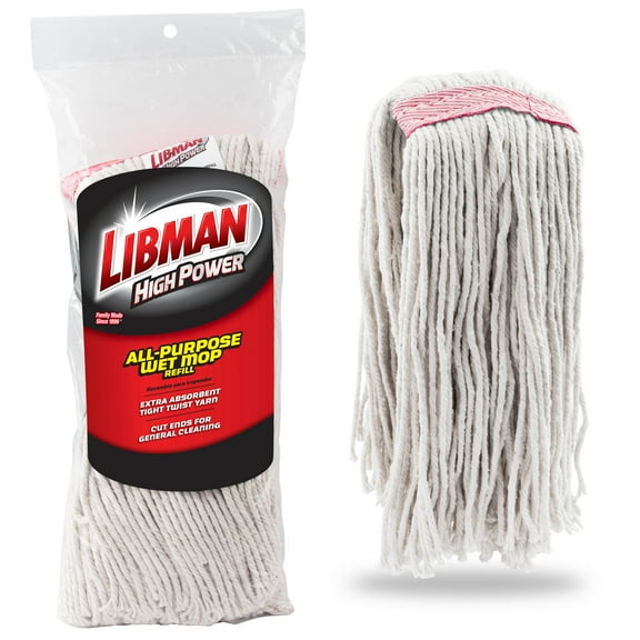 Libman Heavy Duty Cut-End Cotton & Polyester Wet Mop Refill with Clip Attachment