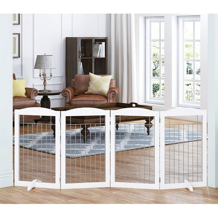 UPC: 0788601002561 | Pawland Extra Wide and Tall Dog gate for Dogs  80-inch Wide 30 inches Tall  4 Panels  White (4 Pannels)