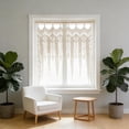thumbnail image 2 of Macrame Valance Curtain for Kichen Windows 41.33 * 53.15Inch Farmhouse Boho Curtains for Bedroom Window Tassels Leaf Valance Treatments for Livingroom Kitchen Bathroom Wall Decor, 2 of 9