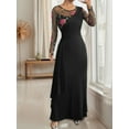 thumbnail image 2 of Women's Floral Mesh Sleeve Ruched Maxi Dress with Sheer Stretch Lined 95% Polyester 5% Elastane Ideal for Evening Events, 2 of 9