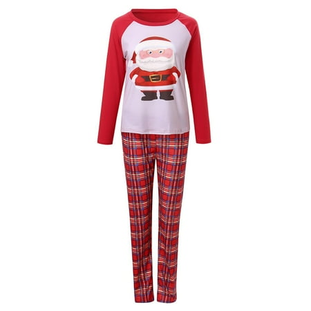 

Christmas Pajamas for Family Xmas Plaid Sleepwear Long Sleeve Tops Pants Nightwear Set for Women Men Kids
