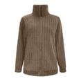 thumbnail image 4 of felwors Women's Full Zip Fleece Jacket Winter Casual Long Sleeve Lapel Collar Oversized Sherpa Coat Fall Outerwear Khaki, S, 4 of 6