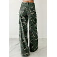 thumbnail image 2 of Women's Green Camo Denim Cargo Wide Leg Pants – Casual Comfort for Everyday Style | 16, 2 of 5