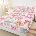 thumbnail image 3 of Homewish Ribbon Bow Knot Twin Sheet Sets,Cartoon Bowtie Twin Fitted Sheet,Colorful Bowknot Flat Sheet For Girl,Breathable Home Decor,3pcs, 3 of 7