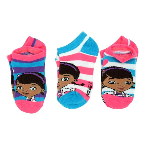 Doc McStuffins Kids No Show Ankle Socks 3 Pack, Small Size 4-6 Shoe Size 7 - 10 M US Little Kid