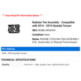 thumbnail image 2 of Radiator Fan Assembly - Compatible with 2014 - 2015 Hyundai Tucson, 2 of 2