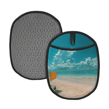 

Tebeau Shopping Cart On Tropical Beach Print Silicone Pot Holders Multi-Purpose Hot Pads for Kitchen Trivets Potholders Oven Mitts for Baking Cooking Hot Dishes Pans Heat Resistant