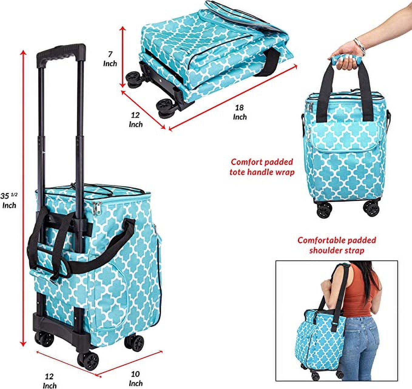dbest products Ultra Compact Smart Cart Cooler 360, Insulated Collapsible Rolling Tailgate BBQ Beach Summer, Moroccan Tile