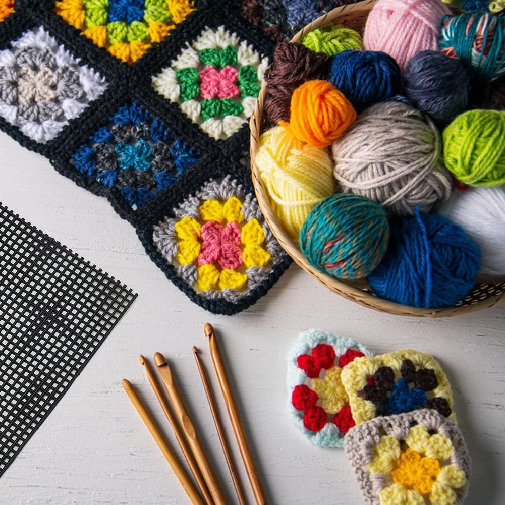 5Pcs Black Plastic Mesh Canvas 13x10Inch Plastic Canvas Sheet Mesh Sheets Embroidery Tools for Embroidery Making Cross Stitch Crafts DIY Knit Crochet