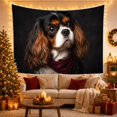 thumbnail image 3 of Cavalier Spaniel Portrait With Burgundy Bandana Cozy Photographic Style for Dog Lovers Pet Wall Decor Housewarming Gift Tapestry Wall Hanging for Bedroom and Living Room, 3 of 7