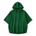 thumbnail image 5 of HongQid Womens Hoodie Drawstring Hood Short Batwing Sleeve Cropped Oversized Spring Fall Long Sleeve Ladies Trendy Casual Outfit Clothing Pullover Sweatshirt, 5 of 10