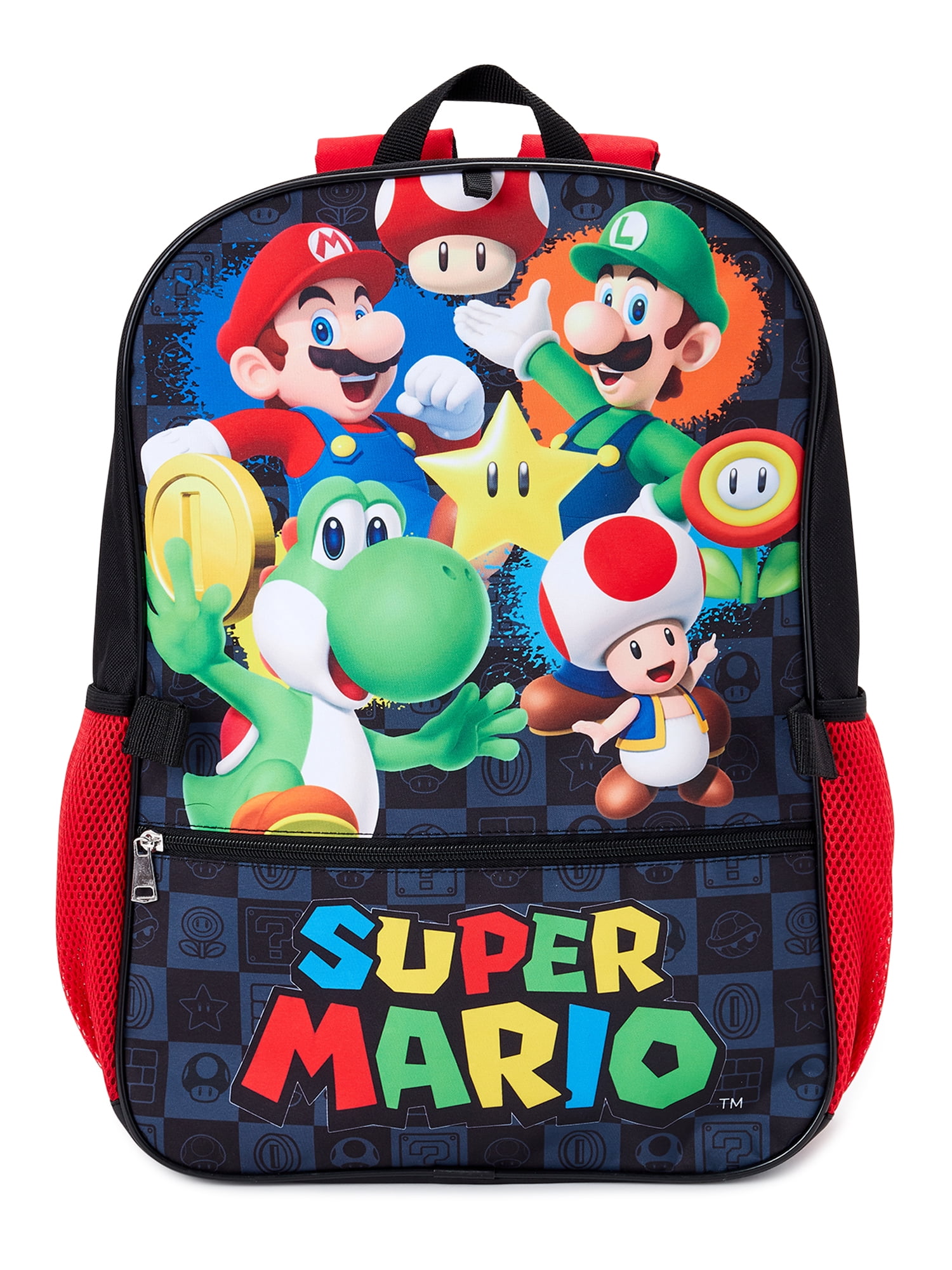 Backpack All Over Character Print 16" School Bag Super Mario Bros 