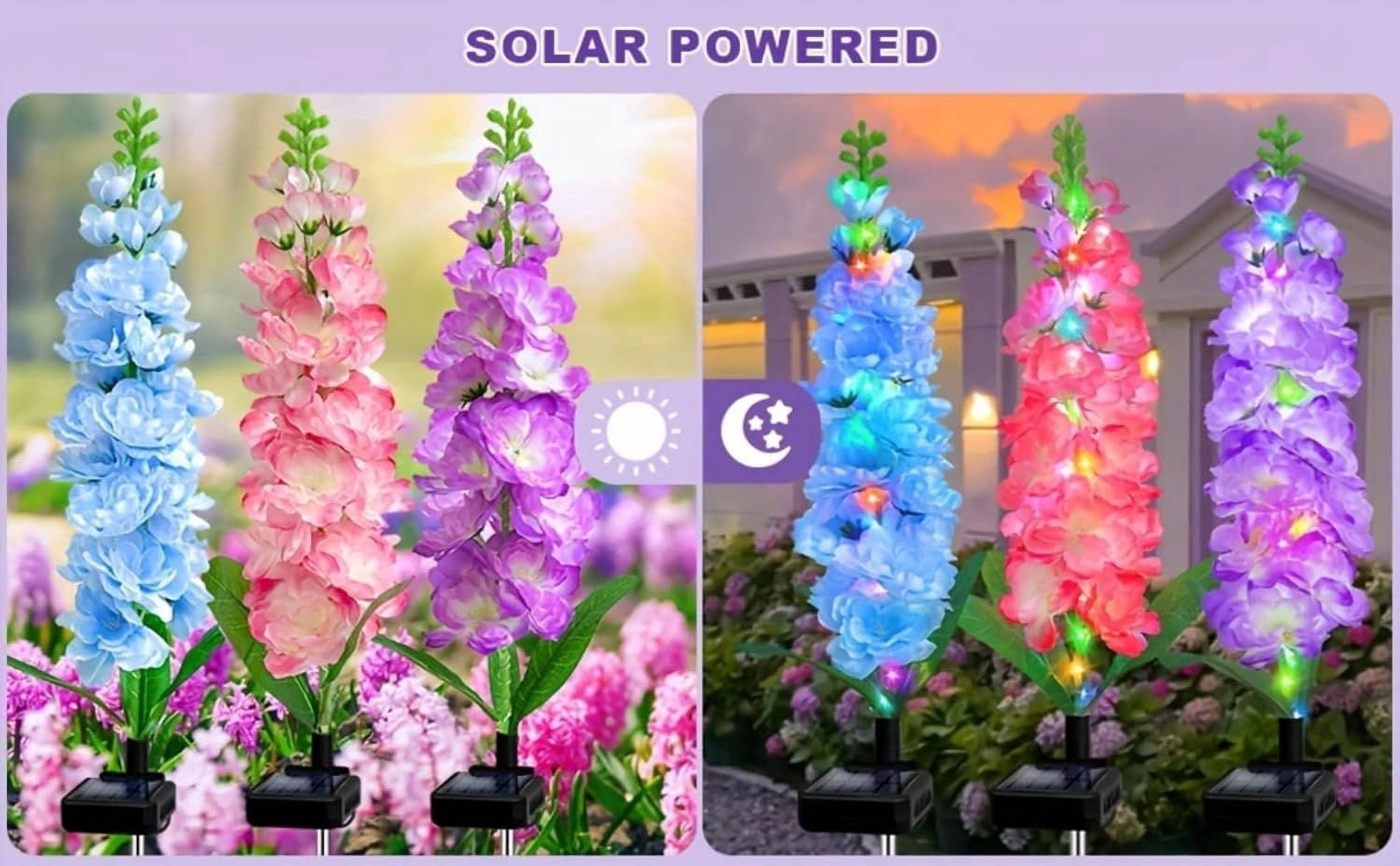 Solar Powered Hyacinth Flower Light, Solar Garden Patio Yard Decor, Color-Changing, Waterproof, Energy-Efficient, and Durable Outdoor Decoration, for Lawn, Path, Courtyard Garden