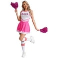 thumbnail image 4 of Aislor Women's Cheer Leader Costumes Cosplay Halloween Outfits Dress with Pom Poms Socks Pink XL, 4 of 7