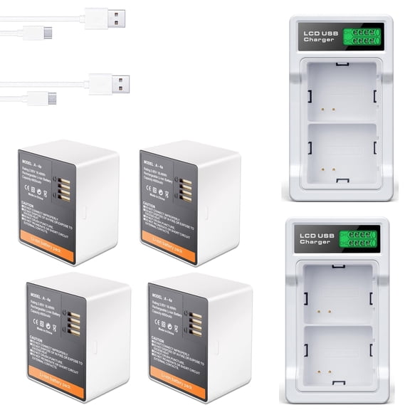 2pcs Battery Charger Compatible with Ar-lo Pro 4 Replacement Battery, 4pcs Batteries for Ar-lo Pro 3, Pro 4 Spotlight, Ultra, Ultra 2 Camera[3.85V 18.48Wh 4800mAh]