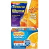 Theraflu Severe Cough Cold and Flu Powder and Emergen-C Immune+ Triple Action Immune Support Powder for Nighttime Relief with Vitamins and Antioxidants, Various Flavors, Set of 2