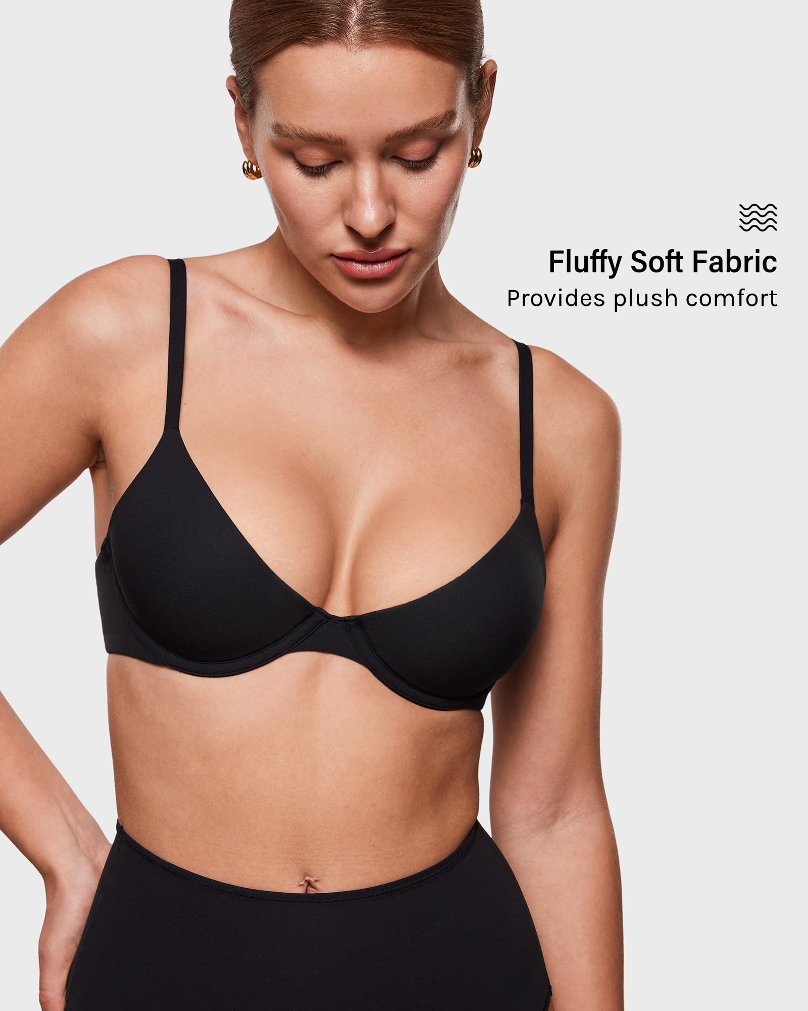 Women's Inbarely Plus Balconette Bra Lightly Padded Underwire Sexy Tshirt Demi Bras Supportive