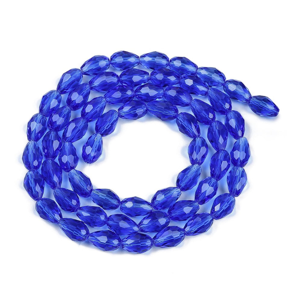 Transparent Glass Beads Strands Faceted Teardrop Medium Blue 15x10mm Hole: 1.6mm about 46~48pcs/strand 27.95 inch(71cm)