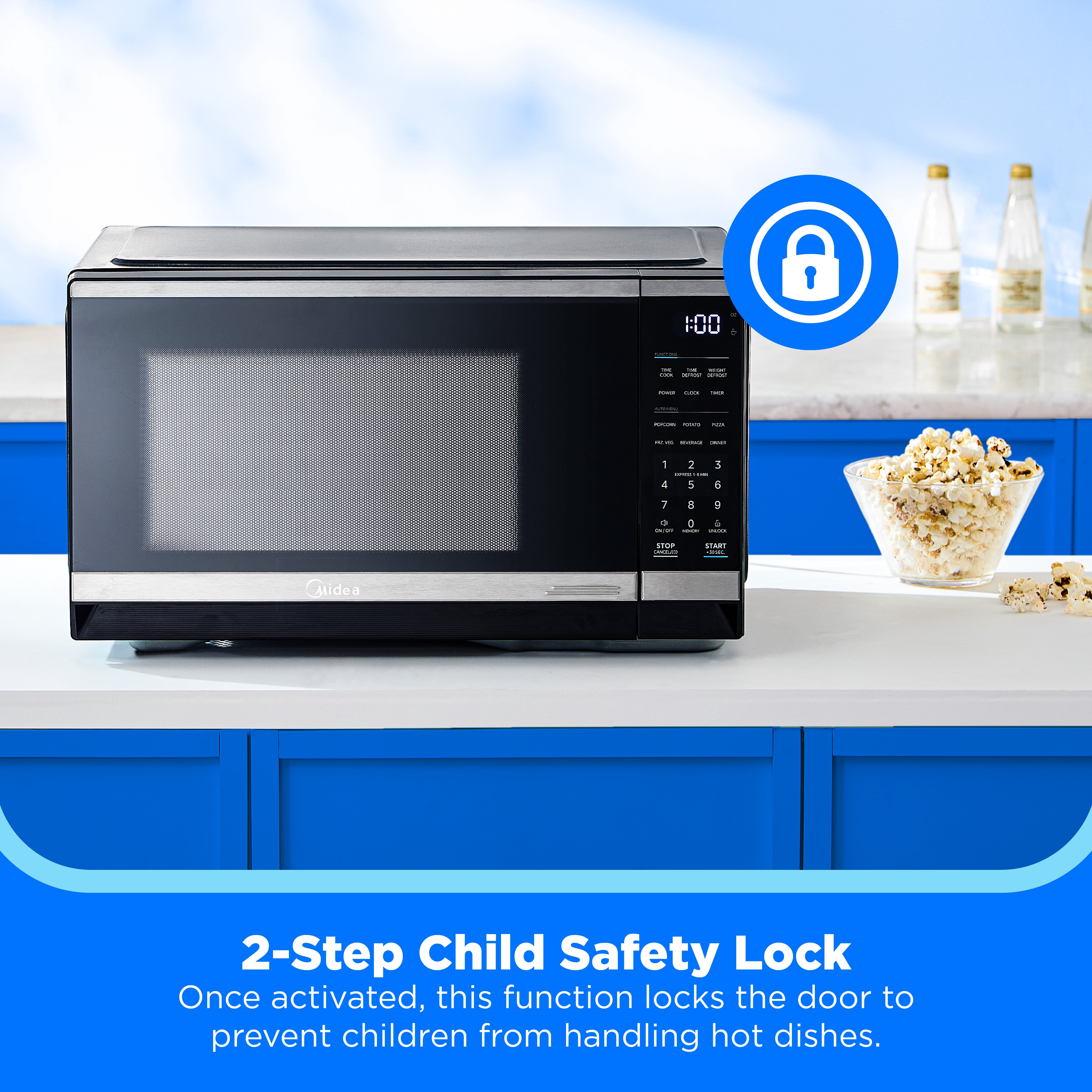 Midea Countertop Microwave Oven, 0.9 Cu Ft, 900 Watts, 11 Power Levels, Compact, Stainless Steel