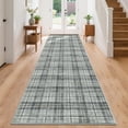 thumbnail image 3 of Garvee Washable Rug 2.5'x12' Modern Plaid Runner Rug, Non Slip Stain Resistant Rug Geometric Carpet for Hallway Bedroom Home Office, Green, 3 of 8
