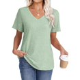 thumbnail image 5 of Delayuji Womens T Shirts V Neck Cap Short Sleeve Summer Tops Trendy 2025 Loose Casual Tshirts with Pocket Green Xl Polyester,Spandex,Cotton Short Sleeve Shirts for Women, 5 of 5