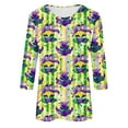 thumbnail image 5 of QATAINLAV Todays Sale Mardi Gras T Shirts for Women Carnival 3/4 Sleeve Pullover Fashionable Casual Round Neck Tunic Going Out Party Multicolor L, 5 of 6