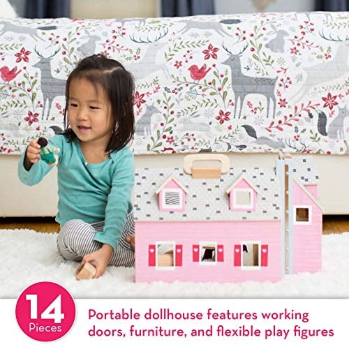 Melissa & Doug Fold and Go Casa de Muñecas de Madera con 2 Muñecas y Muebles de Madera, Mu Melissa & Doug Melissa & Doug