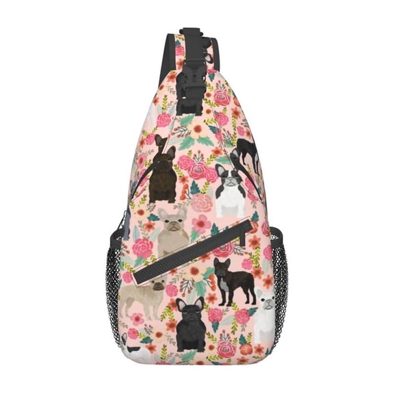 Custom Cute French Bulldog Puppy Sling Bag for Men Cool Pet Dog Shoulder Crossbody Chest Backpack Travel Hiking Daypack