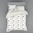 thumbnail image 1 of Forest Duvet Cover Set, Enchanted Woodland Creatures Deer with Curved Antlers Foliage Dotted Rocks Pattern, Bedding Set with Shams and Fitted Sheet, 3 Sizes, by Ambesonne, 1 of 3