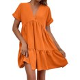 thumbnail image 2 of Dresses for Women Plus Size V-Neck Short Sleeve Fashion Summer Casual Mini Dress, 2 of 6