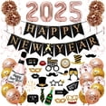 thumbnail image 1 of Conjunto de letreros de Feliz Año Nuevo en oro rosa, elegantes y llamativos en 2025 Decoraciones de año nuevo, de la decoración de año nuevo más moderna, 1 of 5