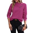 thumbnail image 2 of Long Sleeve Shirts for Women Fall Outfits V Neck T Shirts Button Down Tunic Tops Fashion Clothing Rose Red L, 2 of 7