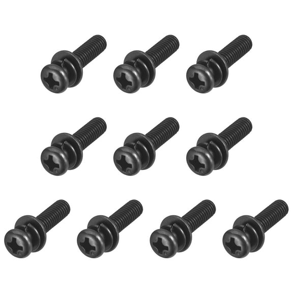 Uxcell M5 x 20mm Carbon Steel Phillips Pan Head Machine Screws Bolts Combine with Spring Washer and Plain Washers 10pack
