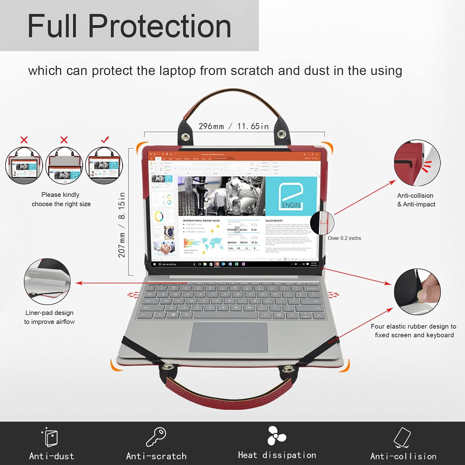 Lenovo ThinkBook 13x ITG Laptop Sleeve, Lenovo ThinkBook 13x ITG Laptop Leather Protective Case with Accesorries Bag Handle, Laptop Case for Lenovo ThinkBook 13x ITG (Red)