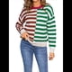 thumbnail image 2 of Suéteres de Punto con Rayas de Colores y Cuello Redondo para Mujer, Ideales para Looks de Otoño A Verde S, 2 of 10