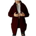 thumbnail image 2 of Lilgiuy Women's Top Cardigan Outwear Plush Solid Color Suit Coat Long Sleeve Coat Wine，4（S） Winter Fashion 2022, 2 of 5