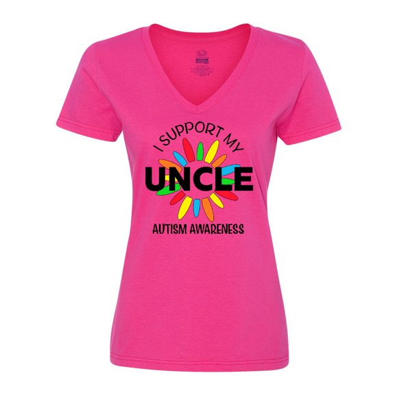 Inktastic I Support My Uncle Autism Awareness Women's V-Neck T-Shirt