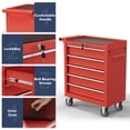 thumbnail image 2 of 5-Drawer Tool Chest,Rolling Tool Cart with Wheels,High Capacity Tool Cabinet with Locking System for Garage, Warehouse, Workshop-Red, 2 of 7